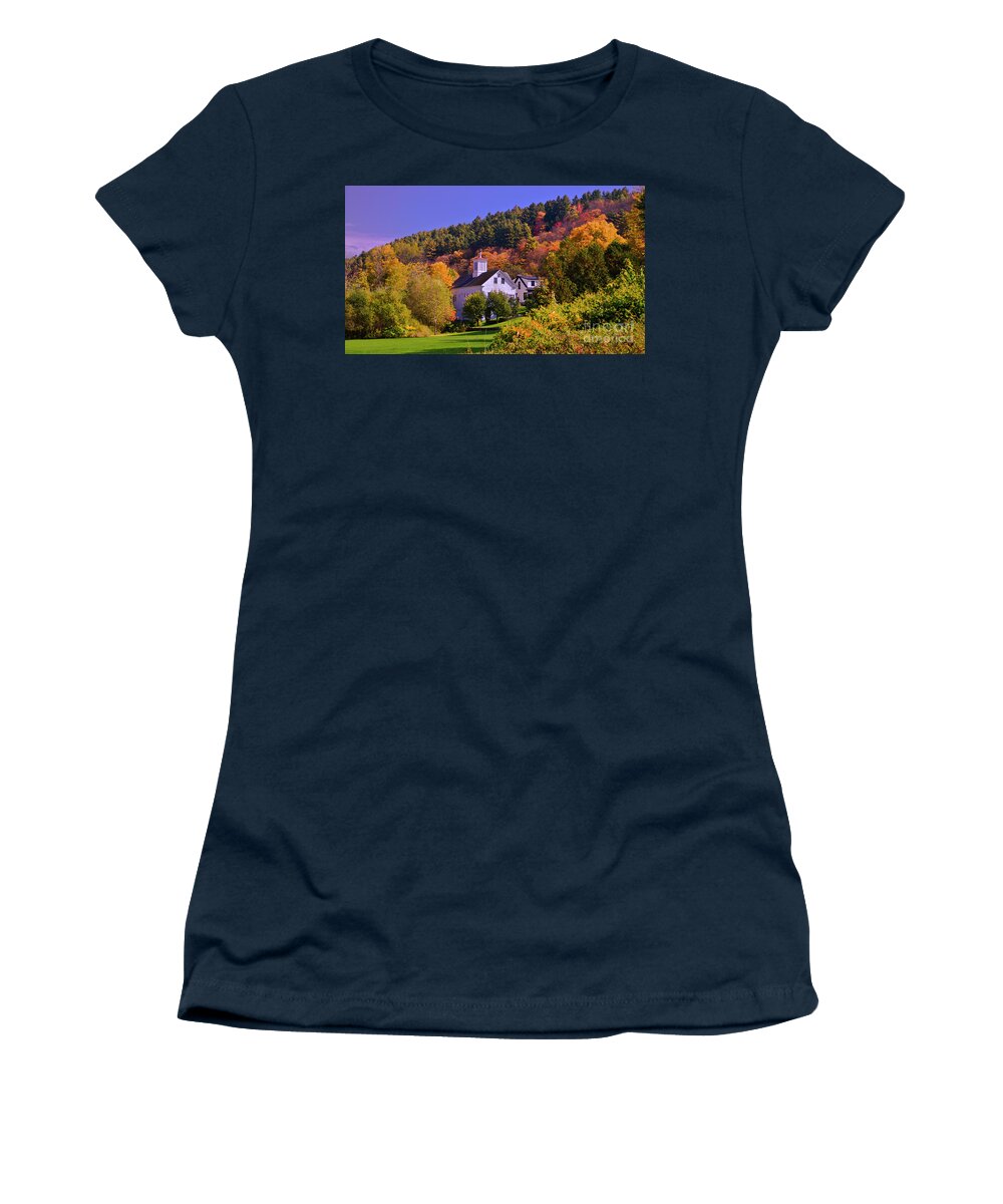 Fall Foliage Women's T-Shirt featuring the photograph Autumn in Stowe by Scenic Vermont Photography