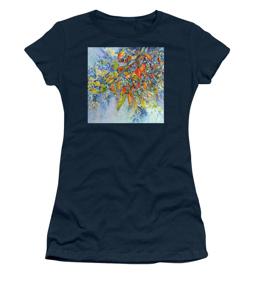 Leaves Women's T-Shirt featuring the painting Autumn Lace by Jo Smoley