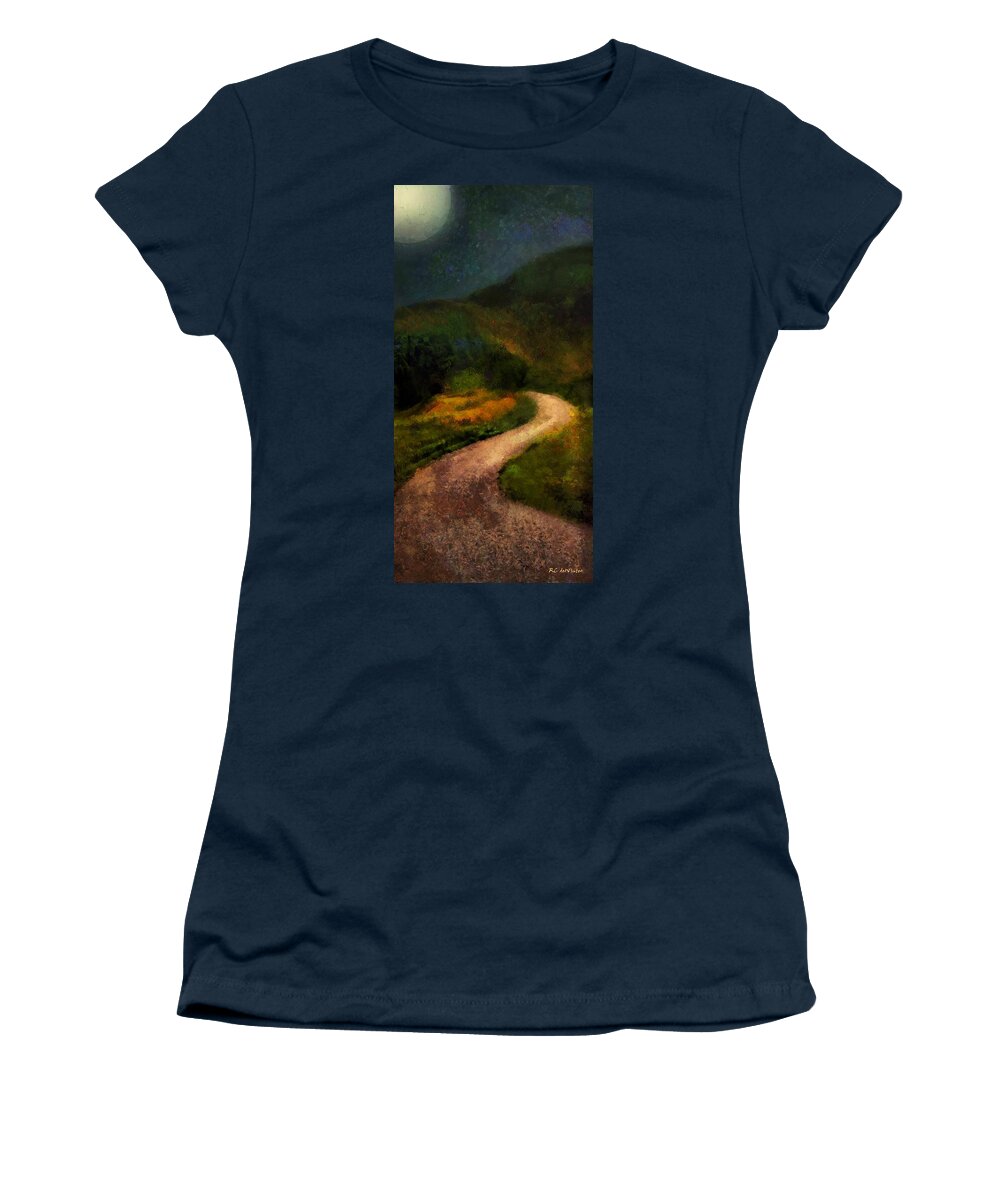 Landscape Women's T-Shirt featuring the painting Autumn Road by RC DeWinter