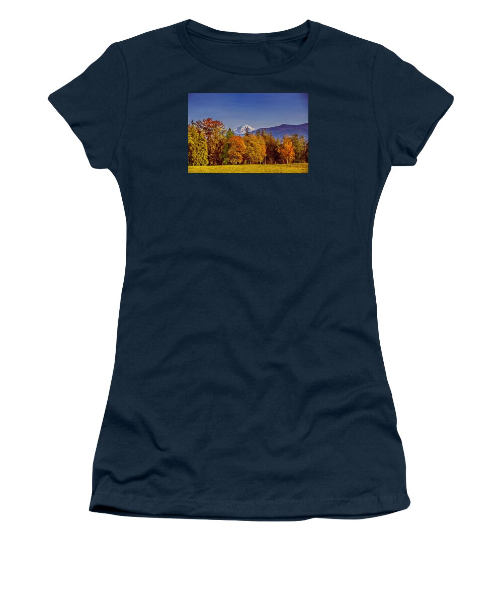Bellingham Women's T-Shirt featuring the photograph Autumn View of Mt. Baker by Judy Wright Lott
