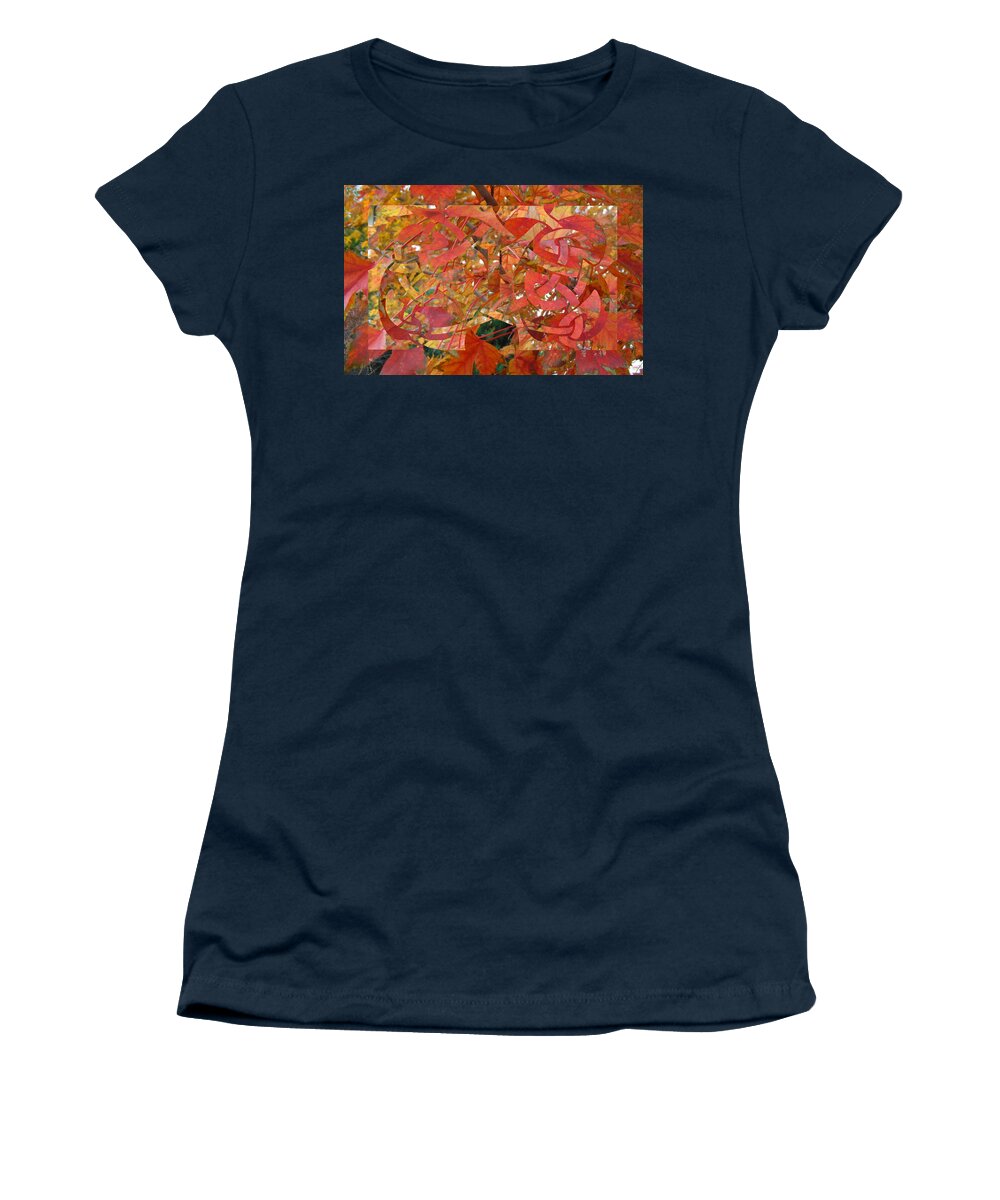 Orange Women's T-Shirt featuring the digital art Autumnal Celtic Celebration 2 by Laura Davis