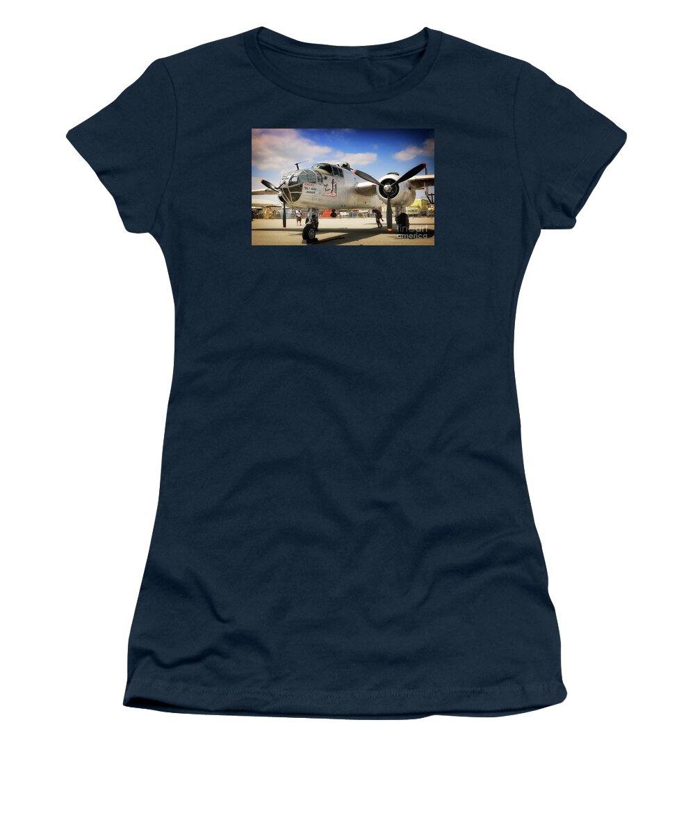 Aircraft Women's T-Shirt featuring the photograph B-25 Mitchell Pacific Princess by Gus McCrea