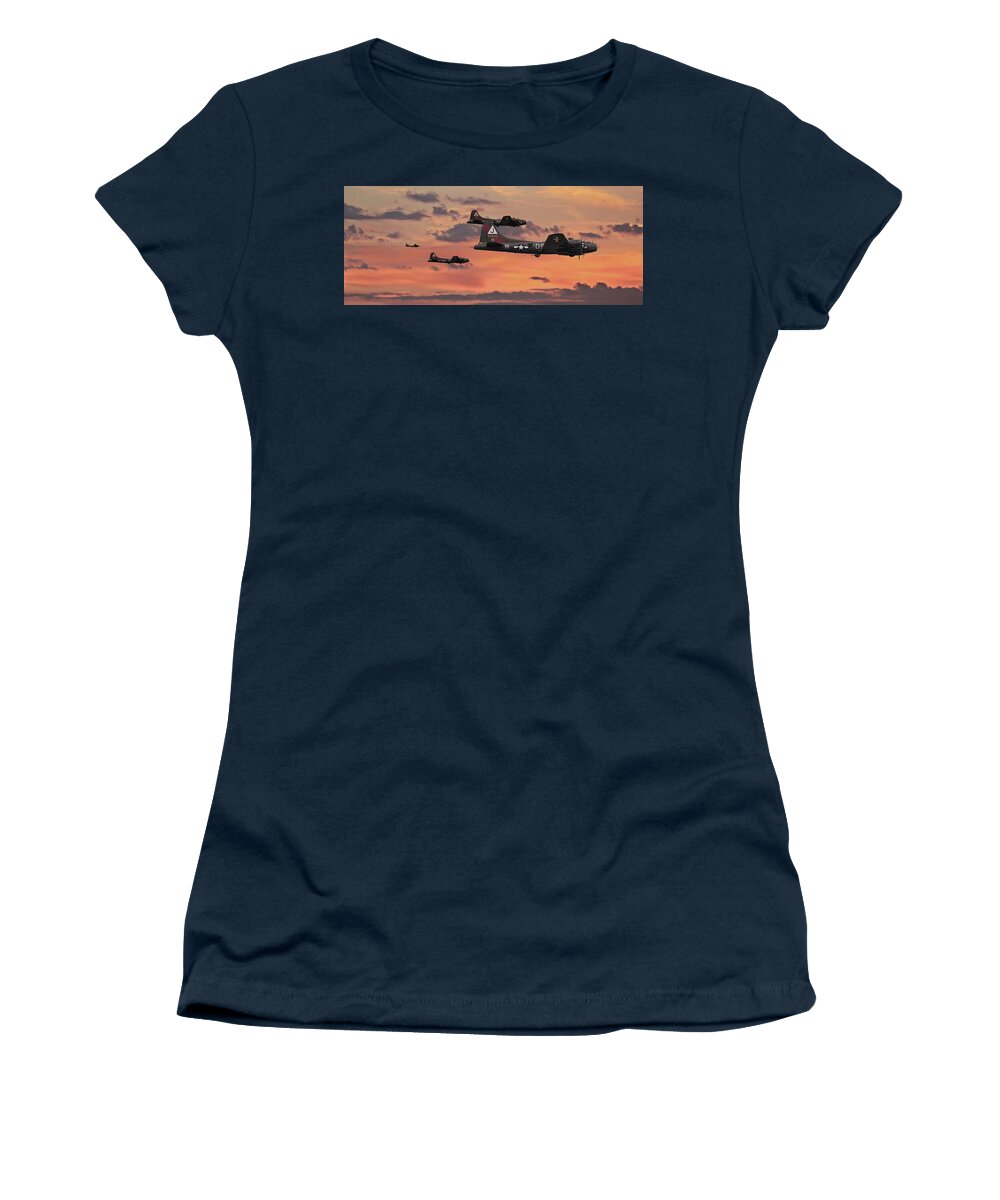 Aircraft Women's T-Shirt featuring the digital art B17 - Sunset Home by Pat Speirs