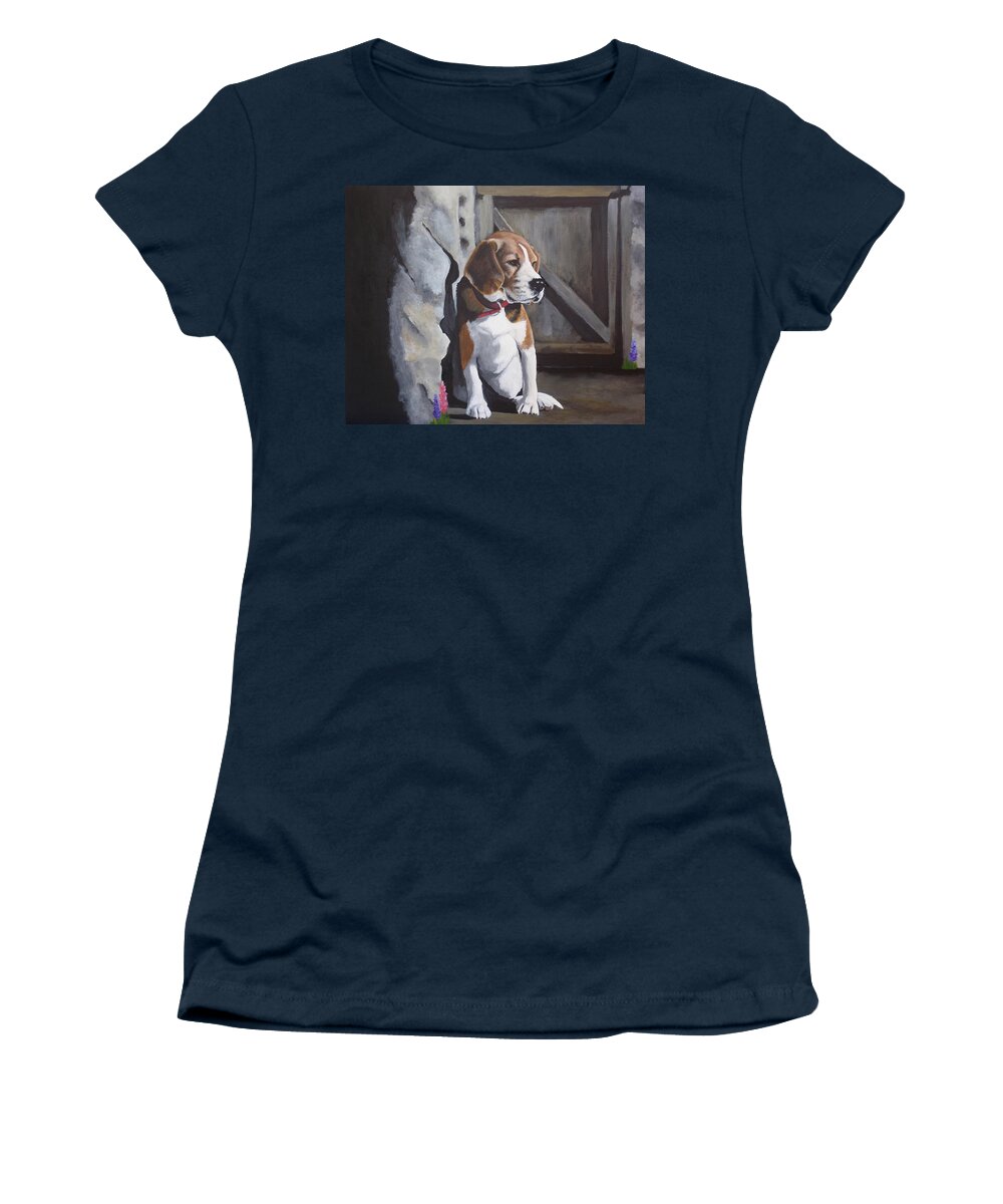Puppy Women's T-Shirt featuring the painting Baby Louie by Carol Russell