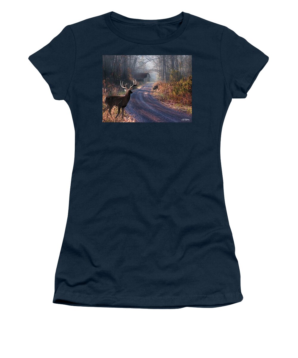 Deer Women's T-Shirt featuring the digital art Back Home by Bill Stephens