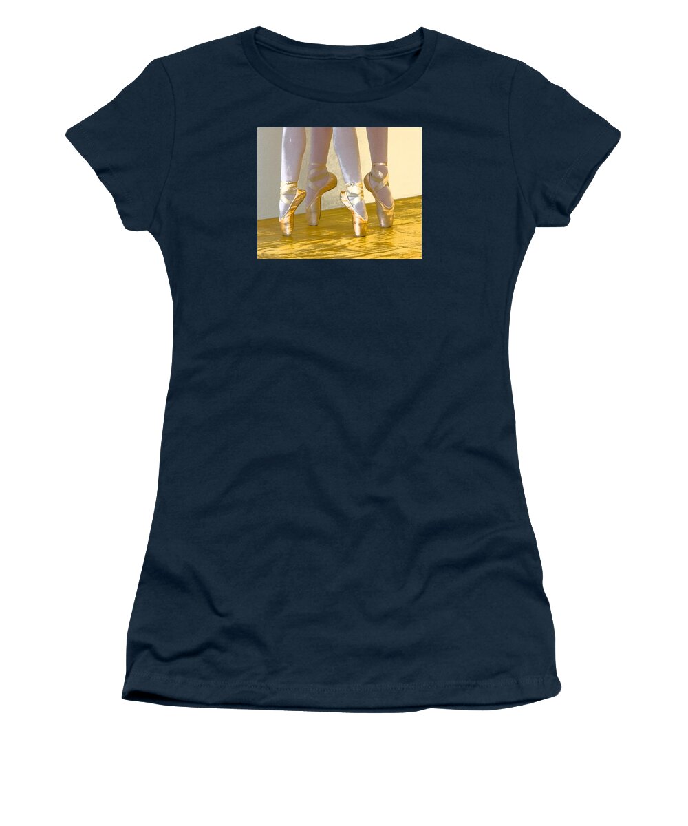 Ballet Women's T-Shirt featuring the photograph Ballet Second Position in Gold by Ginger Wakem