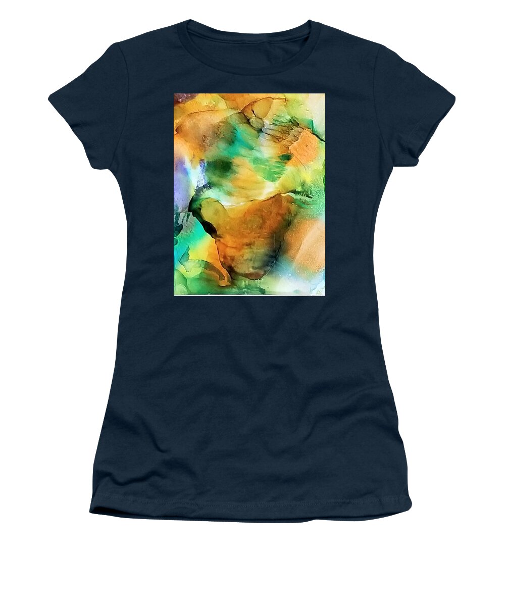Abstract Women's T-Shirt featuring the painting Bandit by Donna Perry