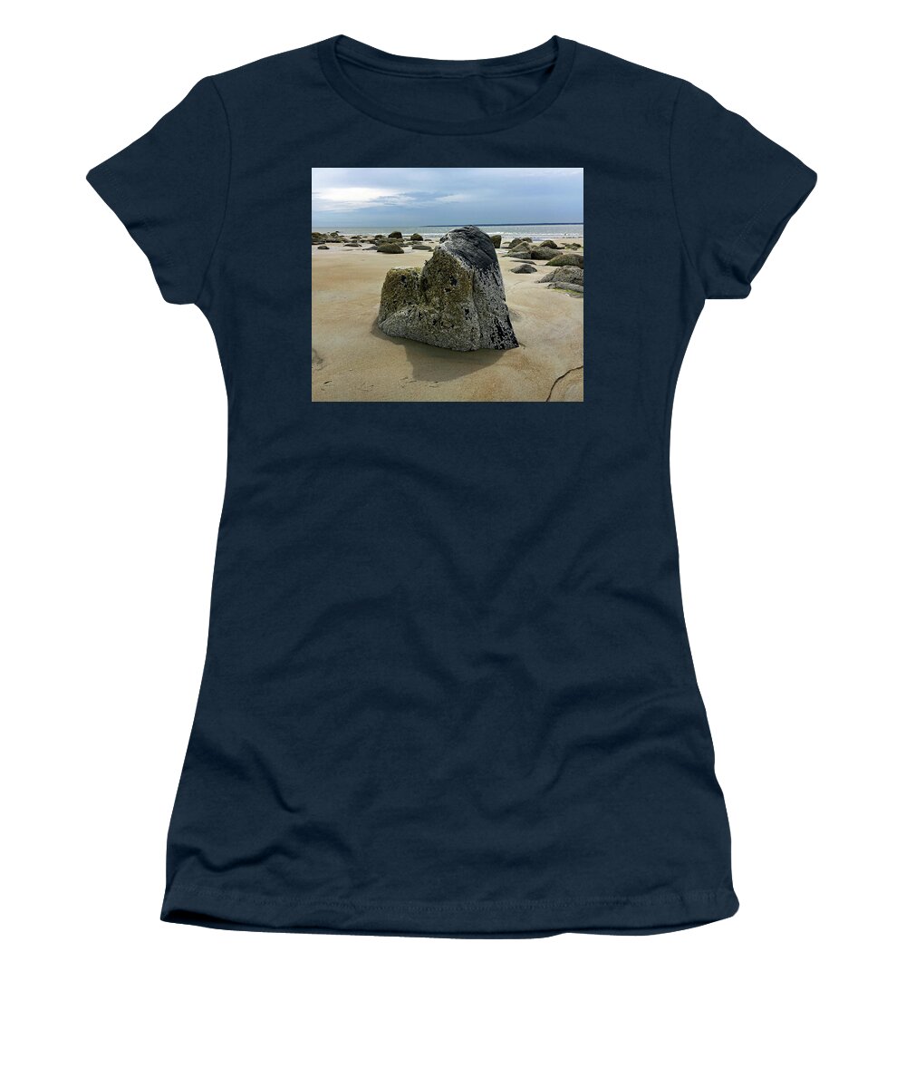 Ocean Women's T-Shirt featuring the photograph Bar Head Rocks by Nancy Landry