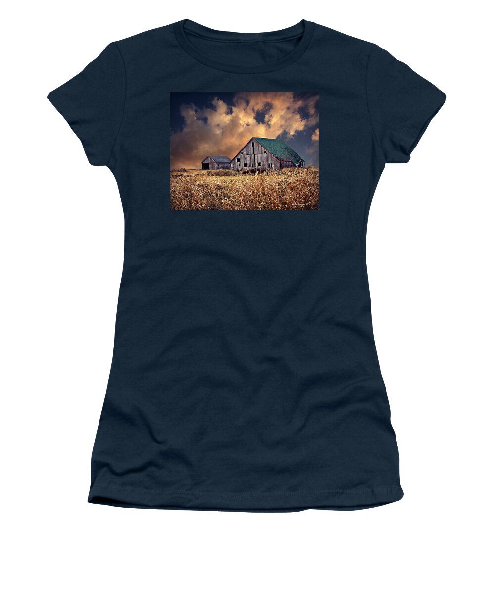 Barn Surrounded With Beauty Women's T-Shirt featuring the photograph Barn Surrounded With Beauty by Kathy M Krause