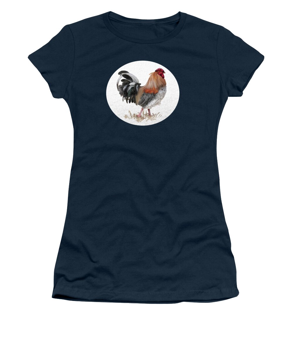 Rooster Women's T-Shirt featuring the digital art Barnyard Boss by Lois Bryan