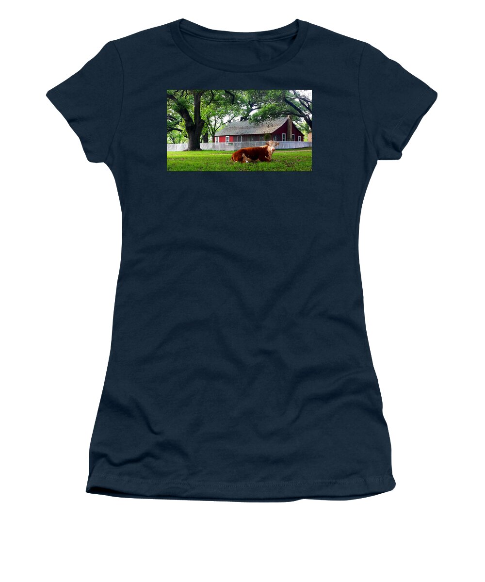 Texas Women's T-Shirt featuring the photograph Barnyard Daze by Marisela Mungia