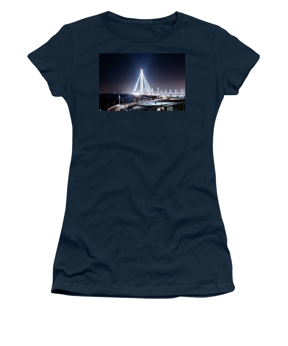 Bay Area Women's T-Shirt featuring the photograph Bay Bridge East By Night 4 by Jason Chu