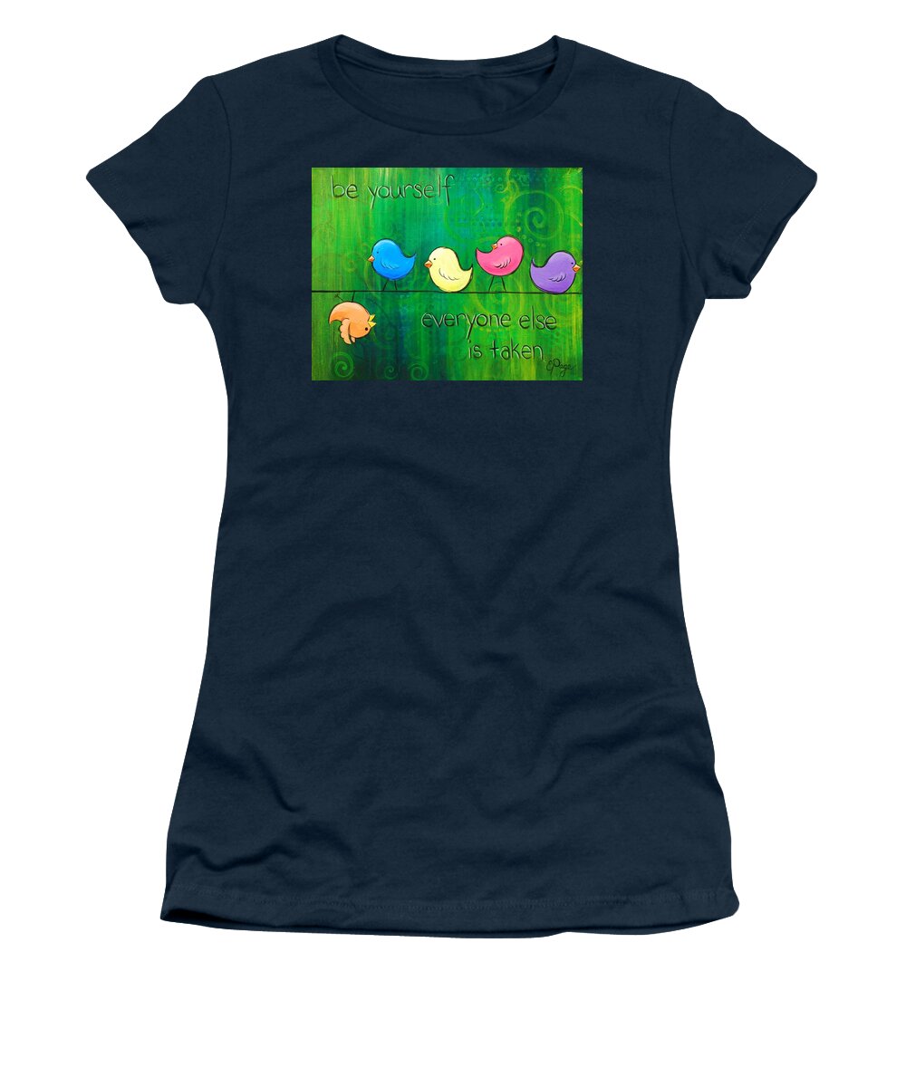 Birds Women's T-Shirt featuring the painting Be Yourself - Birds by Emily Page
