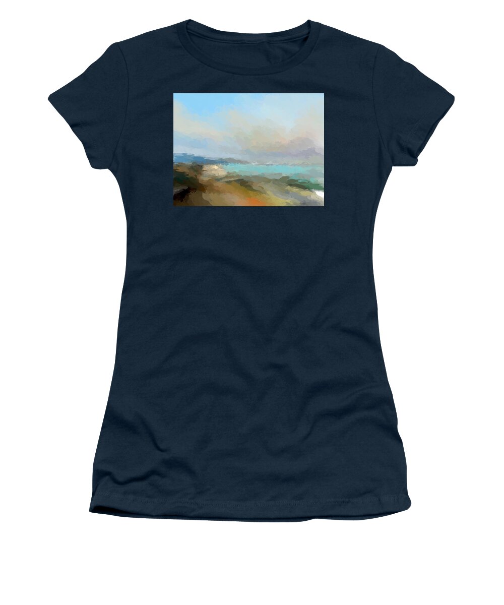 Anthony Fishburne Women's T-Shirt featuring the mixed media Beach light by Anthony Fishburne