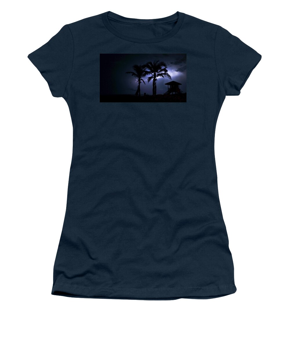 Florida Women's T-Shirt featuring the photograph Beach Lightning 2 Delray Beach Florida by Lawrence S Richardson Jr