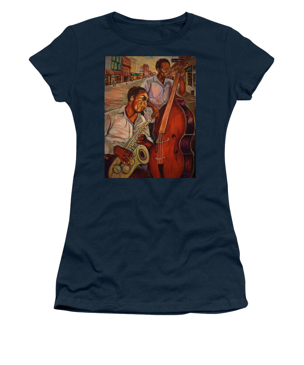 Music Art Women's T-Shirt featuring the painting Beale Street by Emery Franklin