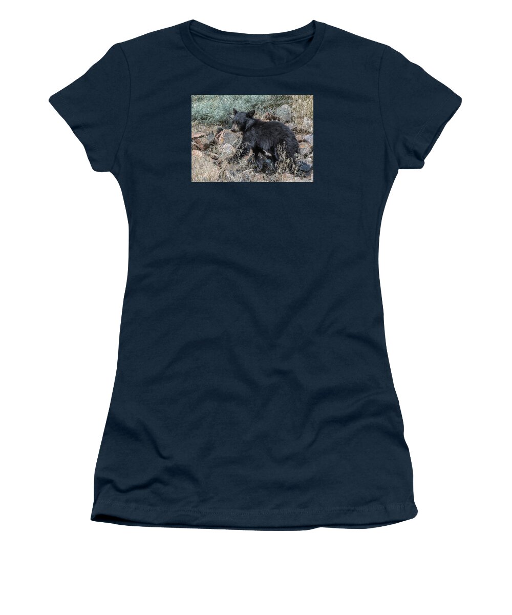 Black Bear Women's T-Shirt featuring the photograph Bear Cub Walking by Stephen Johnson