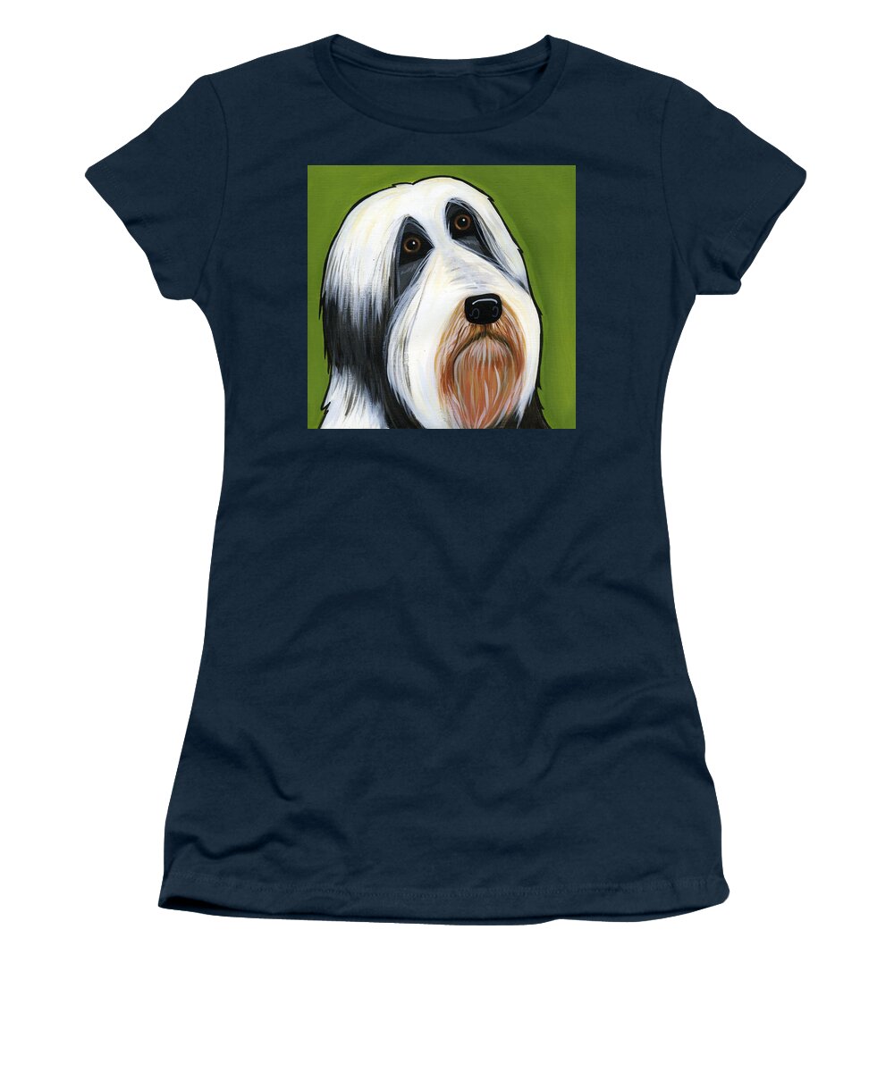 Bearded Collie Women's T-Shirt featuring the painting Bearded Collie by Leanne Wilkes