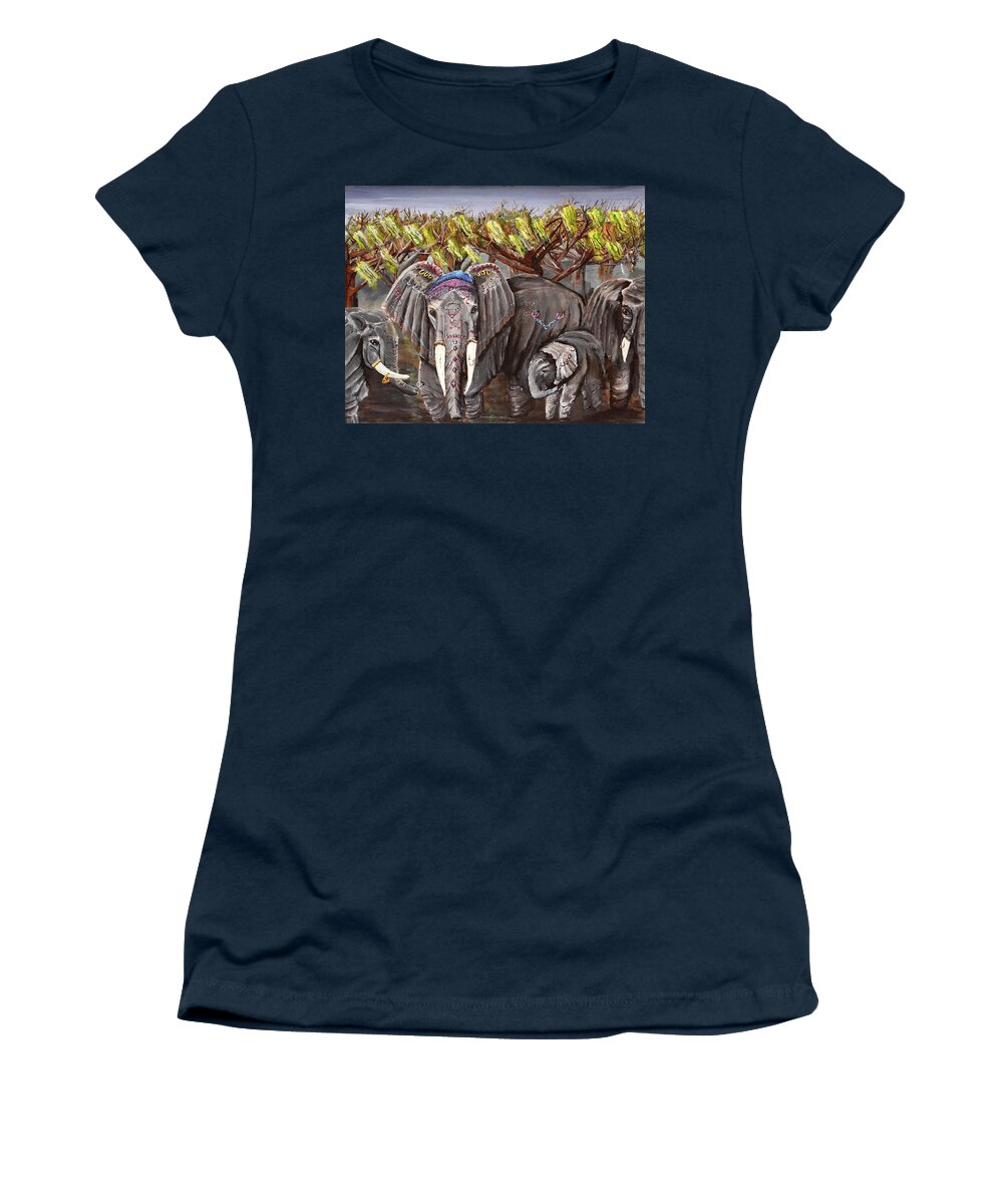 Jewelery Women's T-Shirt featuring the painting Beautiful Giants by Medea Ioseliani
