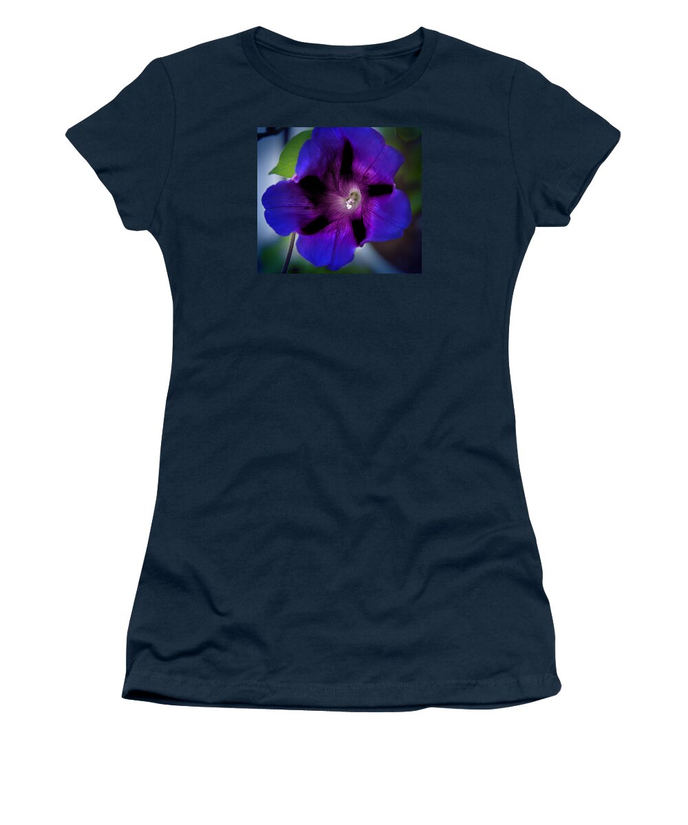 Morning Glory Women's T-Shirt featuring the photograph Beauty in Blue by Milena Ilieva