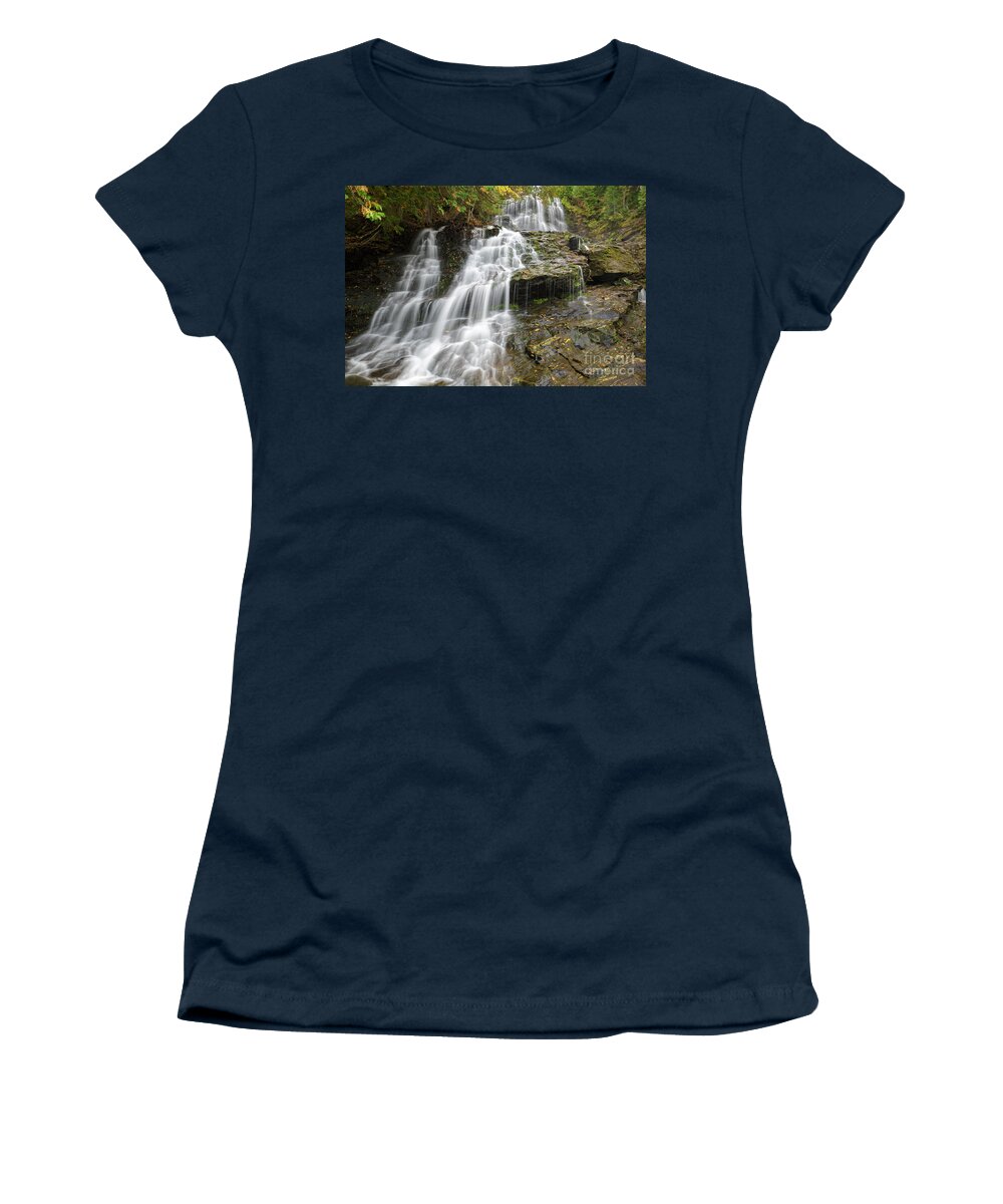 Beaver Brook Women's T-Shirt featuring the photograph Beaver Brook Falls - Colebrook New Hampshire by Erin Paul Donovan