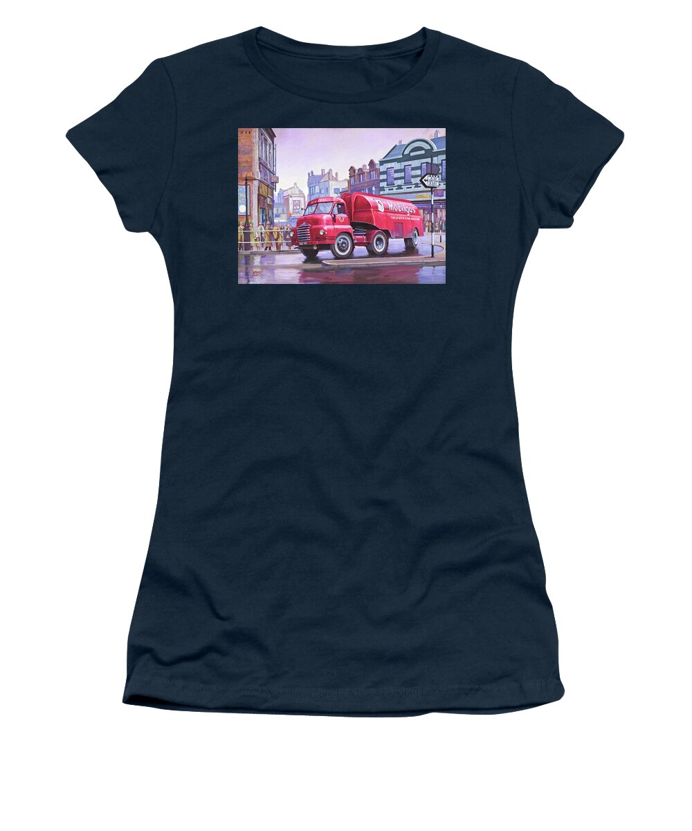 Tanker Women's T-Shirt featuring the painting Bedford S type tanker. by Mike Jeffries