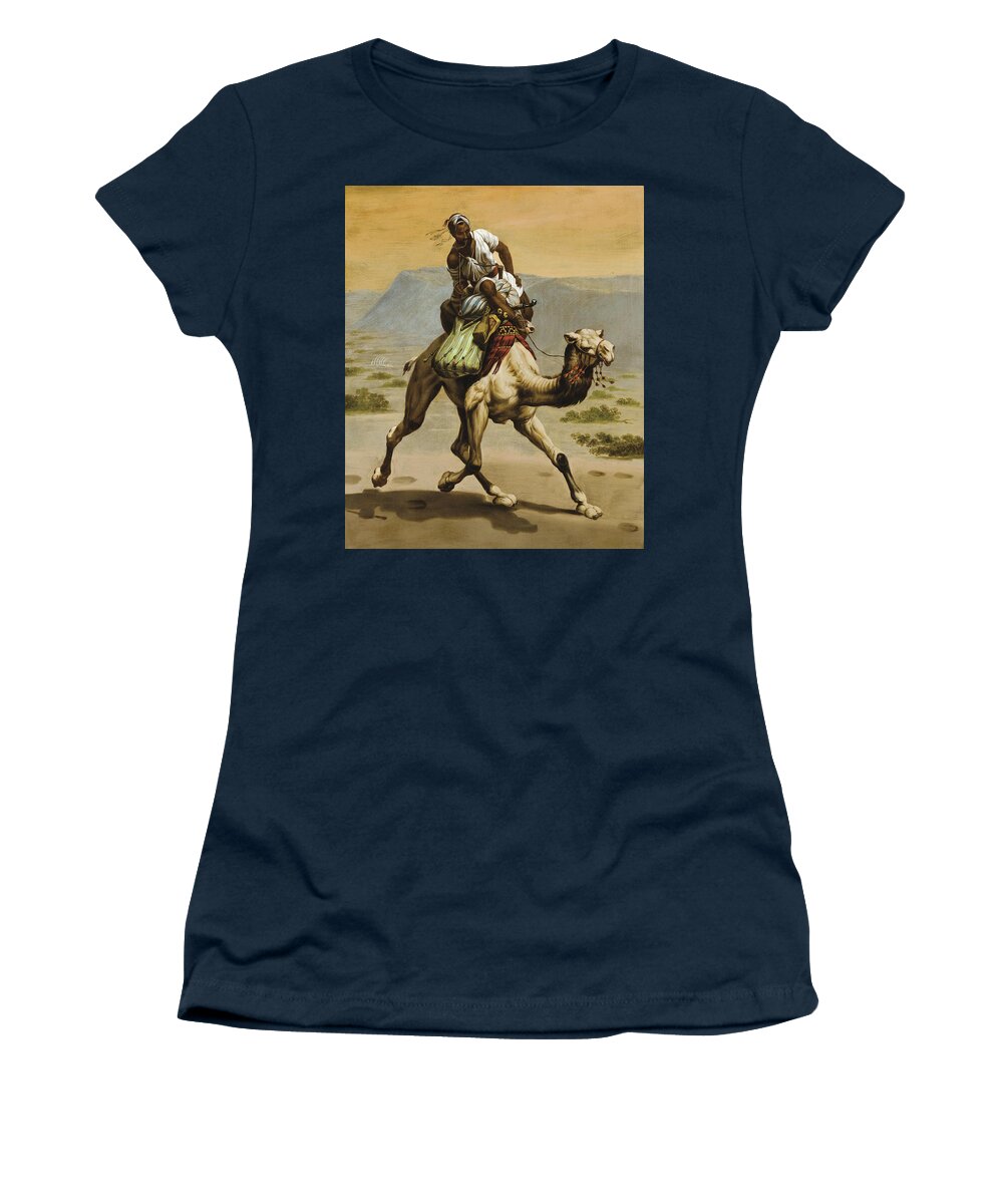 Ippolito Caffi Women's T-Shirt featuring the painting Bedouin on a Camel by Ippolito Caffi
