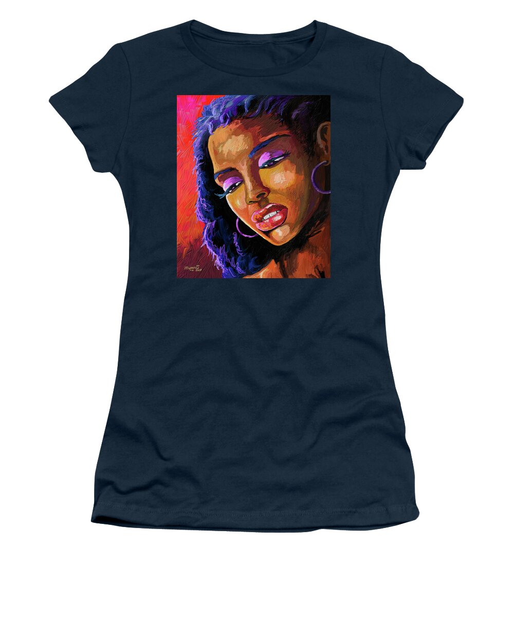 Paint Women's T-Shirt featuring the painting Being by Anthony Mwangi