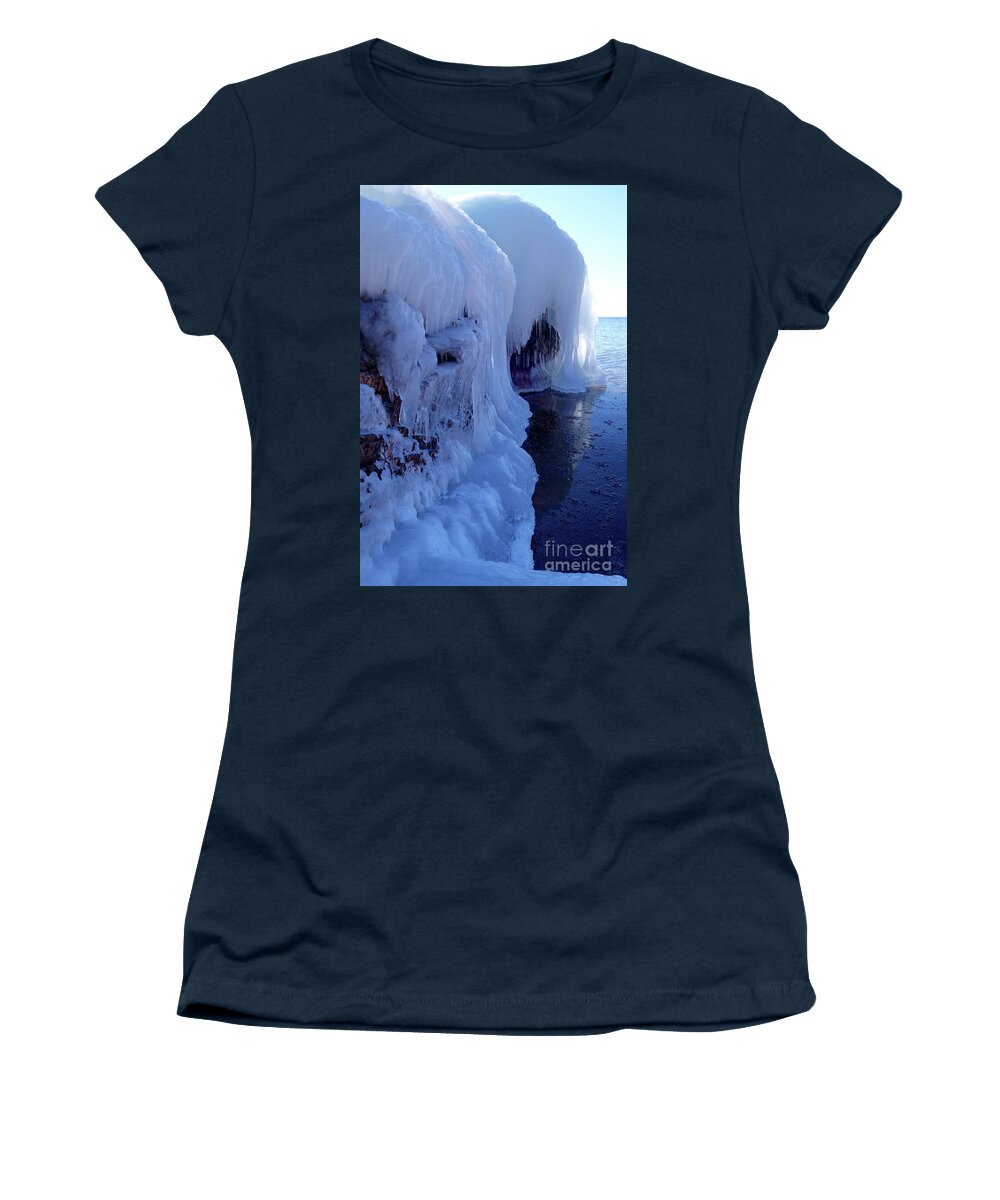 Lake Superior Women's T-Shirt featuring the photograph Belled Ice by Sandra Updyke