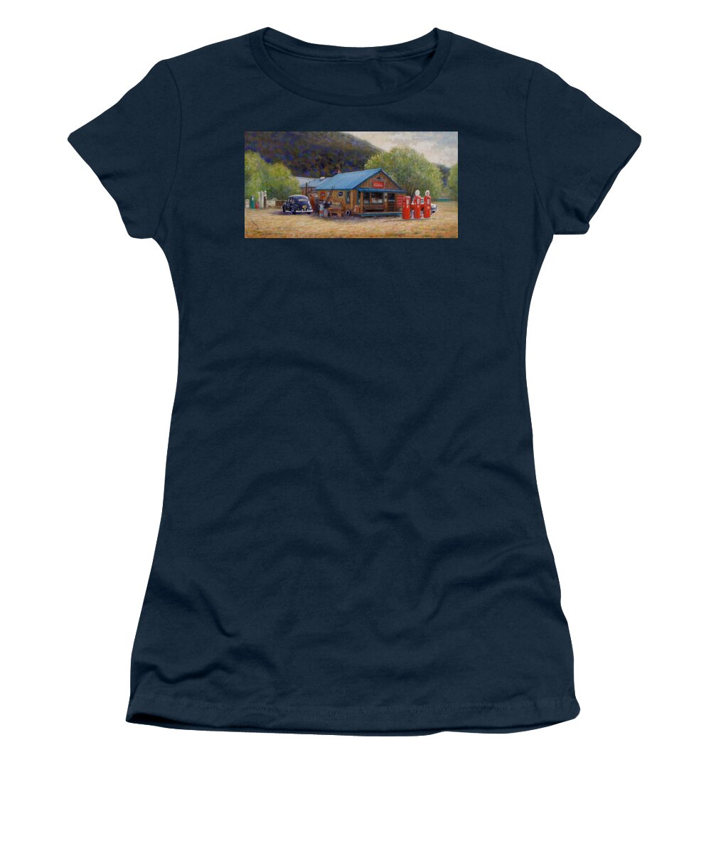 Realism Women's T-Shirt featuring the painting Below Taos 2 by Donelli DiMaria
