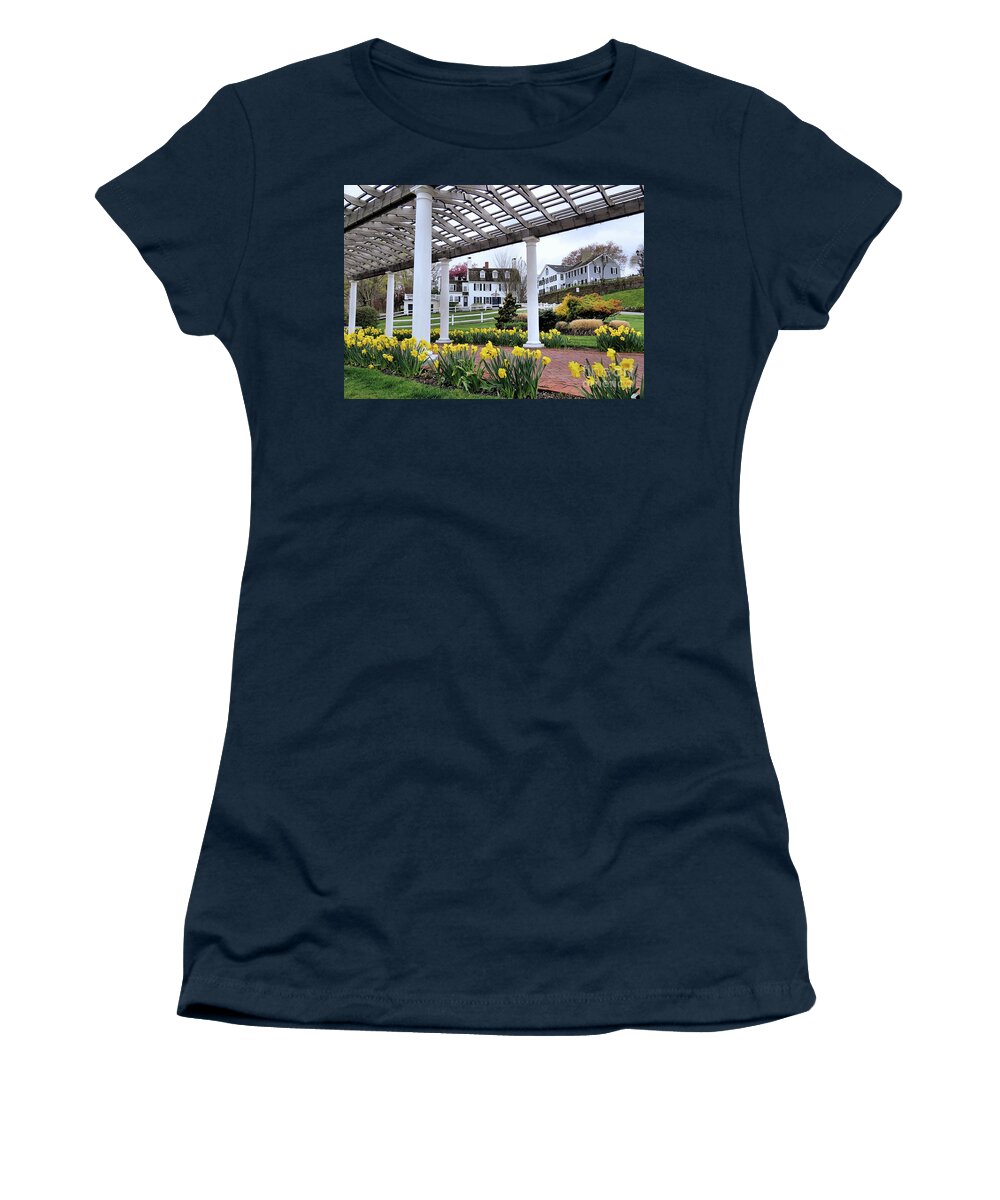 Pergola Women's T-Shirt featuring the photograph Beneath the Pergola by Janice Drew