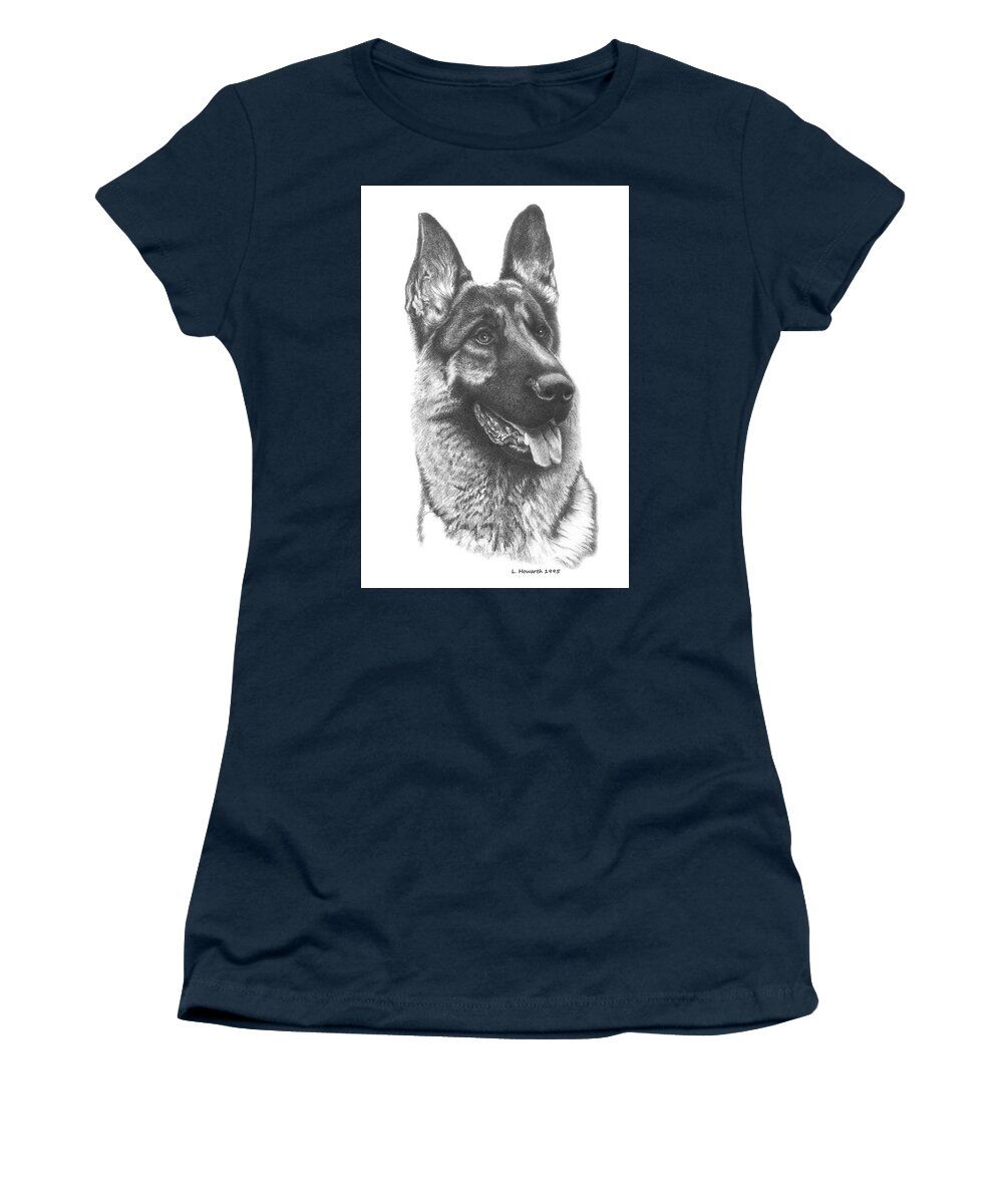 German Shepherd Women's T-Shirt featuring the drawing Best In Show by Louise Howarth
