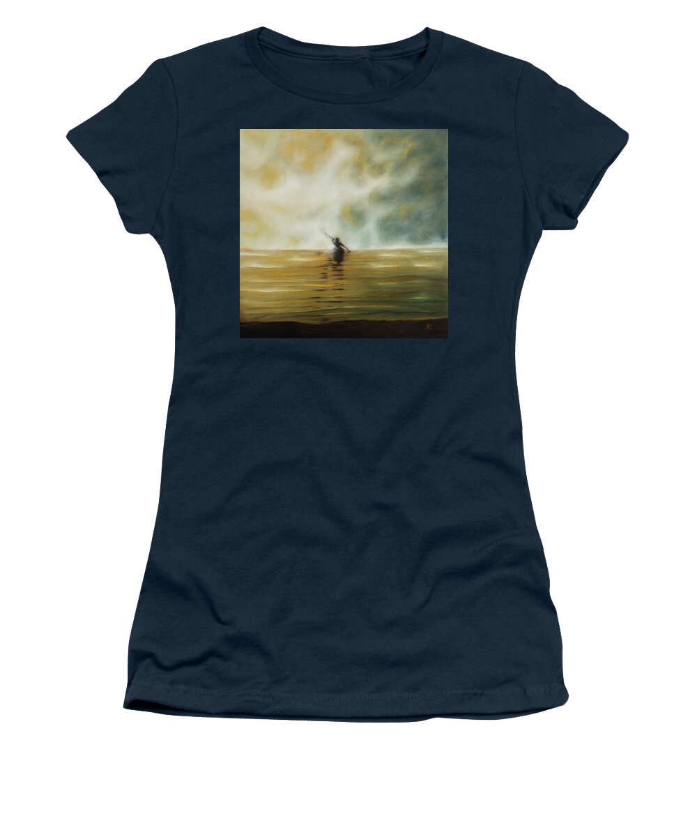 Kayak Women's T-Shirt featuring the painting Beyond The Veil by Neslihan Ergul Colley