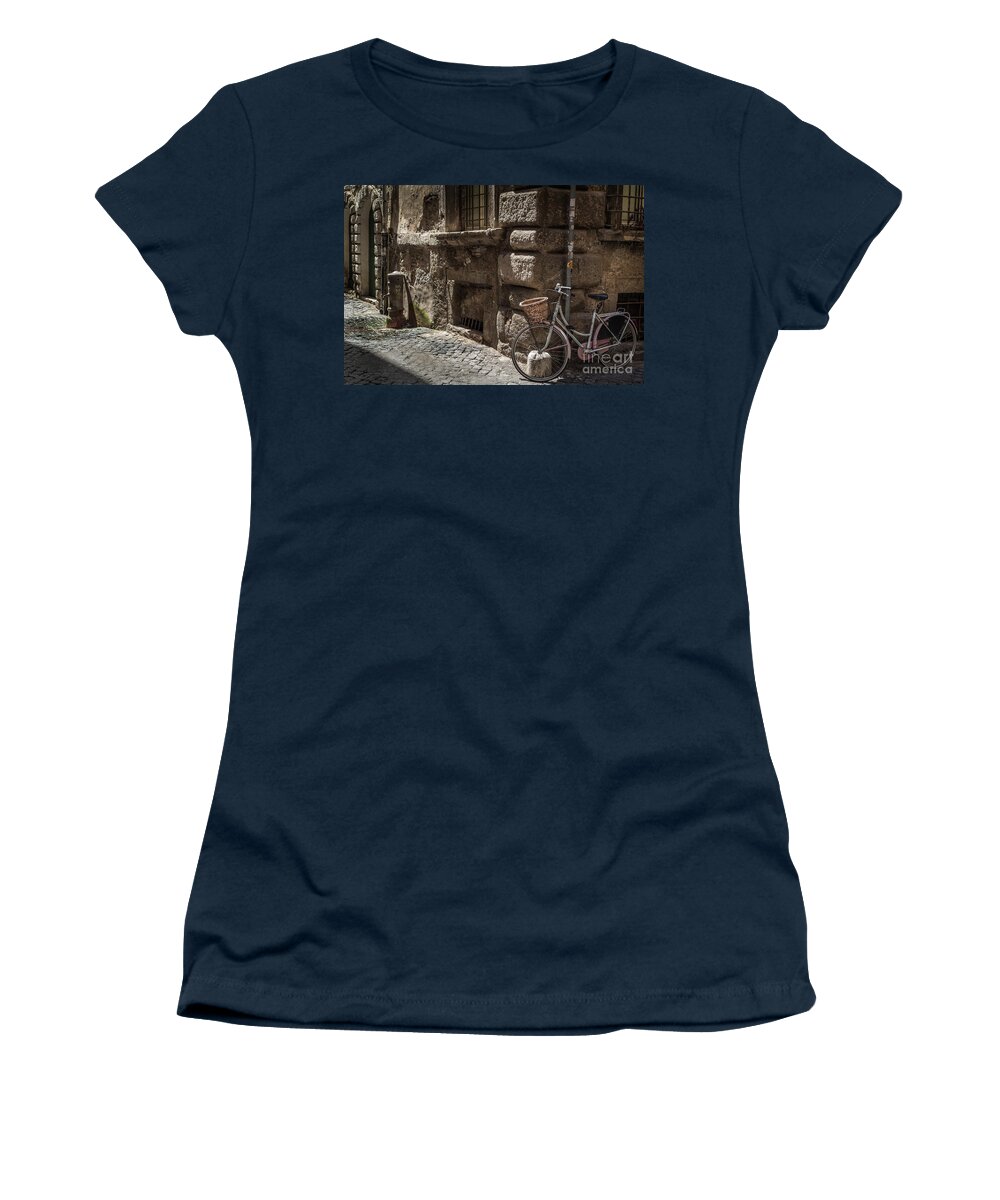 Bicycle Women's T-Shirt featuring the photograph Bicycle in Rome, Italy by Perry Rodriguez