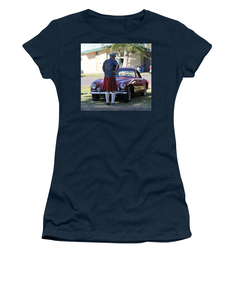 Scottish Women's T-Shirt featuring the photograph Big Man Little Car by Steve Natale