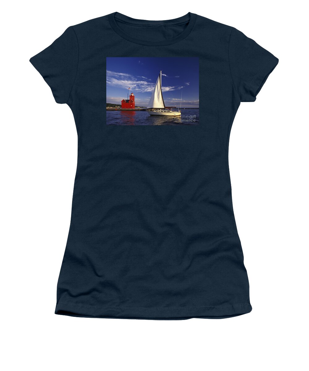 Sailboat Women's T-Shirt featuring the photograph Big Red - FM000060 by Daniel Dempster