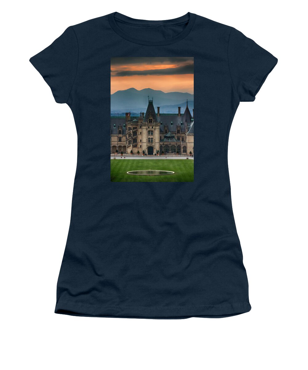 Biltmore Women's T-Shirt featuring the photograph Biltmore at Sunset by John Haldane