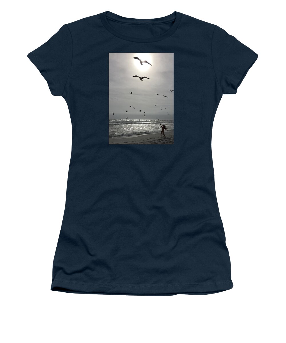 Girl Women's T-Shirt featuring the mixed media Bird Girl by Sherri McKendree