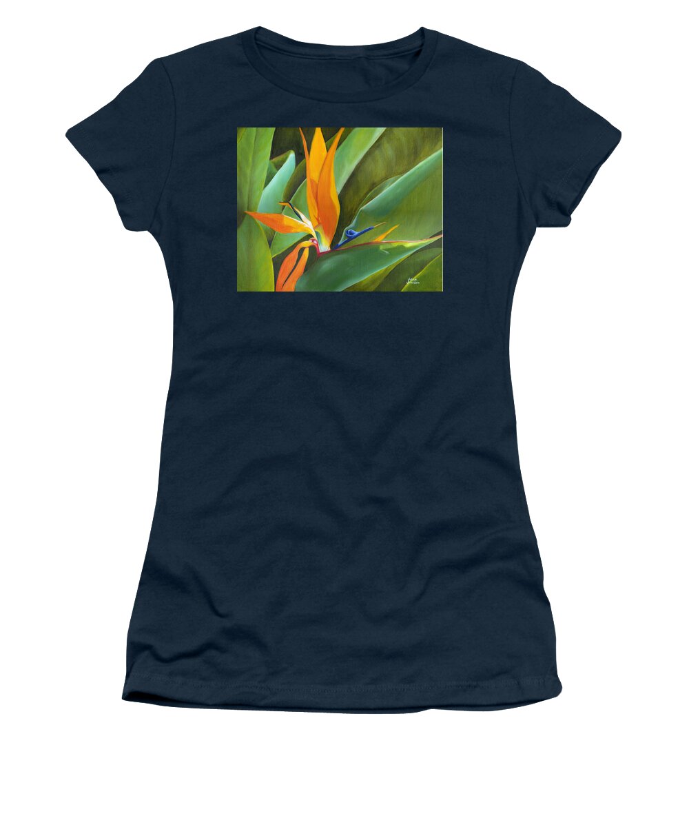 Bird Women's T-Shirt featuring the painting Bird of Paradise by Adam Johnson