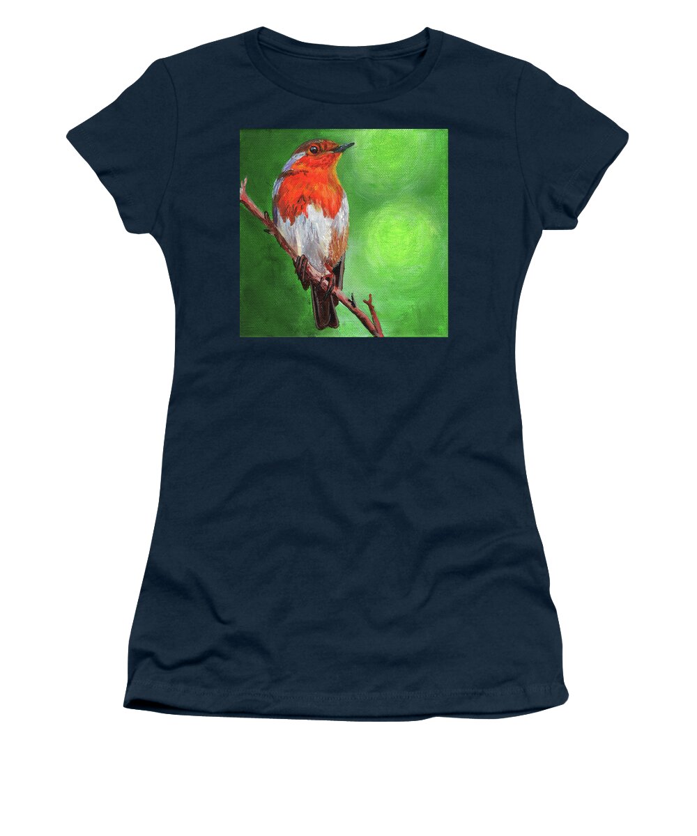 Timithy Women's T-Shirt featuring the painting Bird on a branch by Timithy L Gordon
