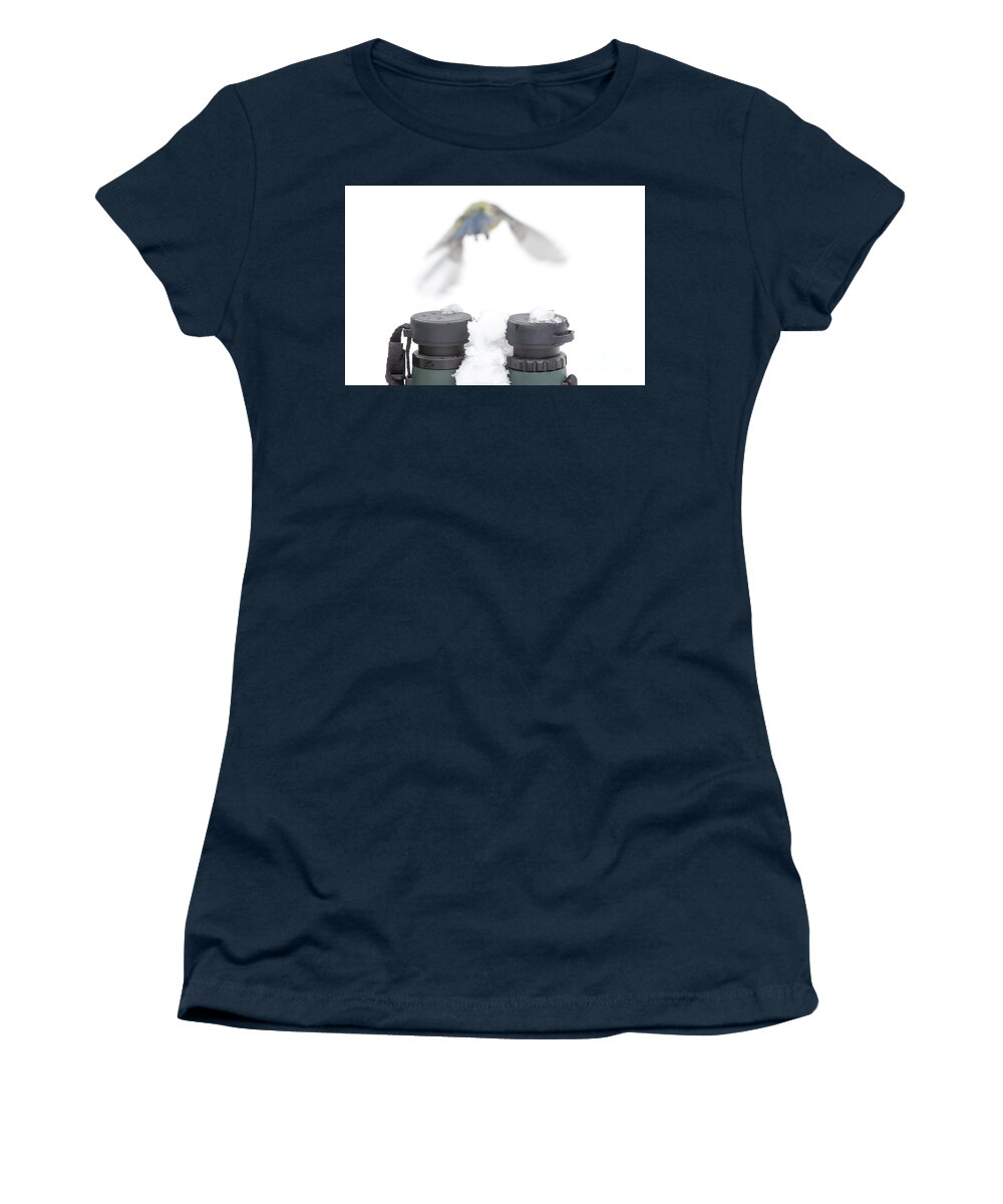 Bird Women's T-Shirt featuring the photograph Bird watching concept in winter by Simon Bratt