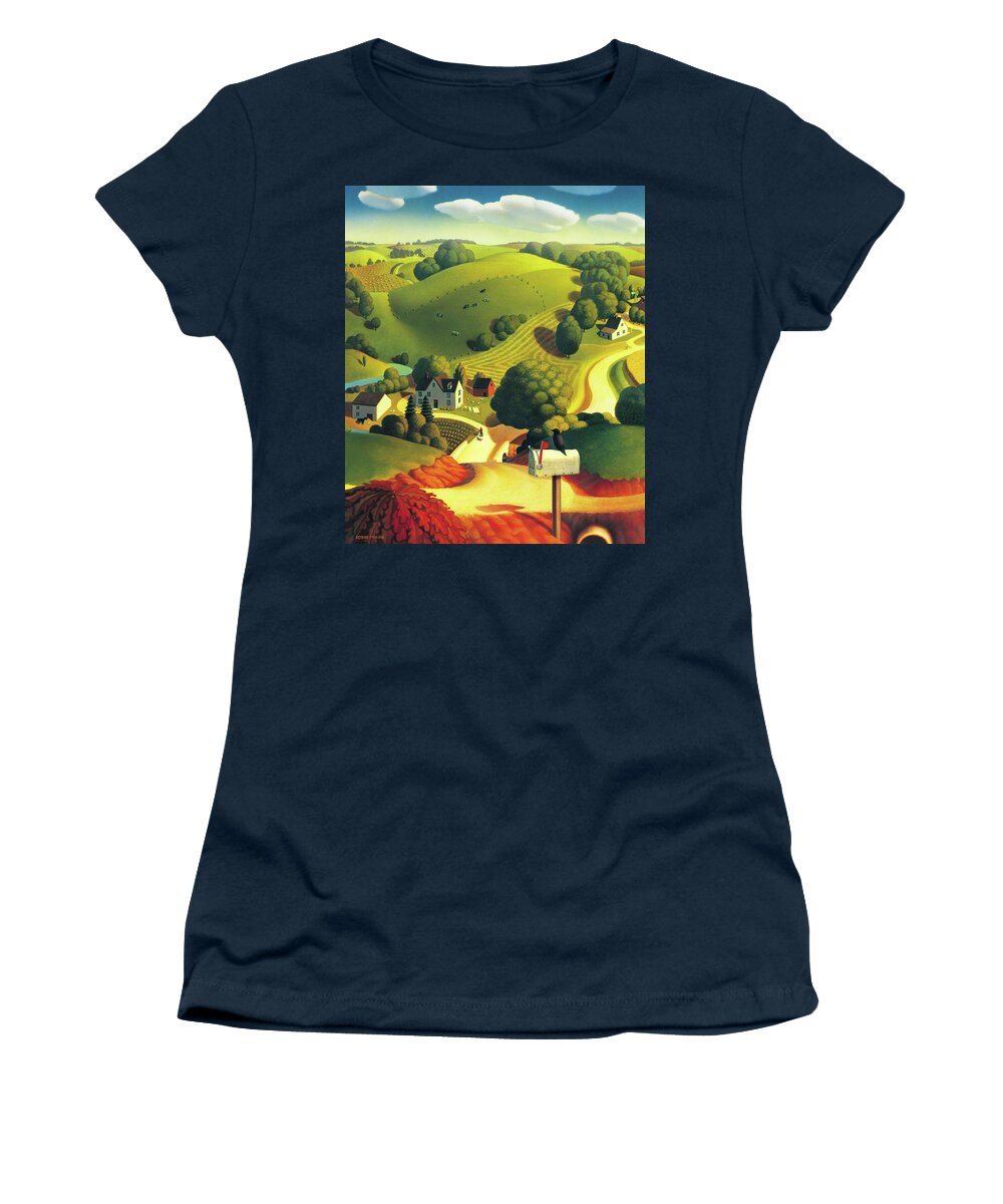 Landscape Women's T-Shirt featuring the painting Birds Eye View by Robin Moline