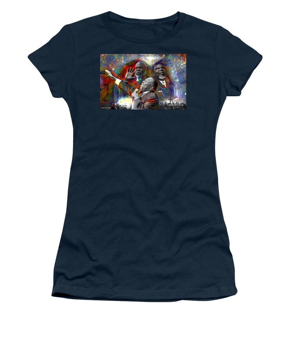 Bishop Women's T-Shirt featuring the painting Bishop T. D. Jakes by Carl Gouveia