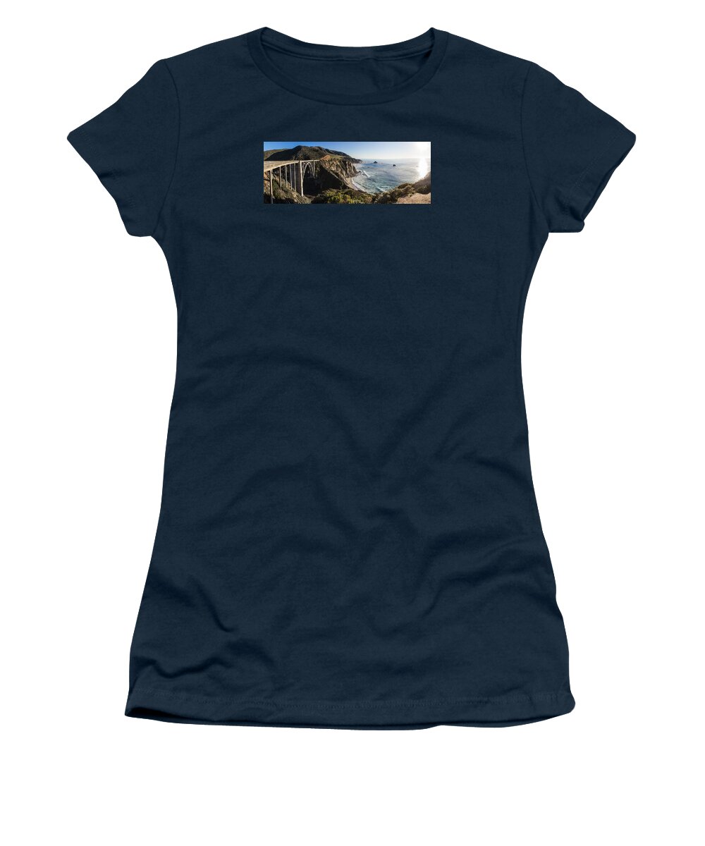 Highway 1 Women's T-Shirt featuring the photograph Bixby Bridge Panaramic by John McGraw