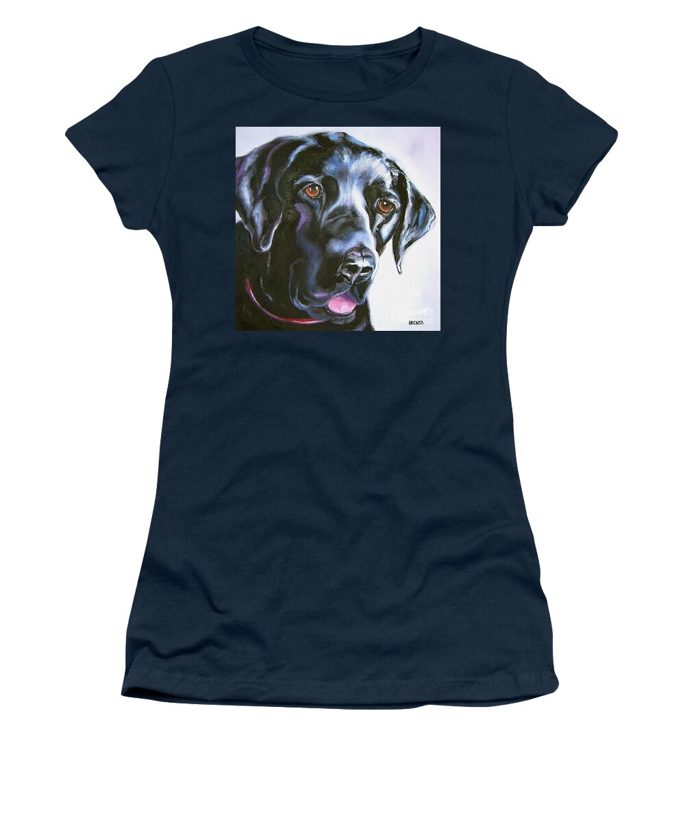 Dogs Women's T-Shirt featuring the painting Black Lab No Ordinary Love by Susan A Becker