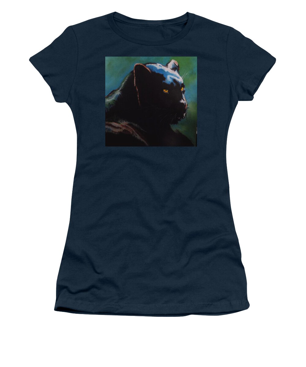 Panther Women's T-Shirt featuring the painting Black Panther by Maris Sherwood
