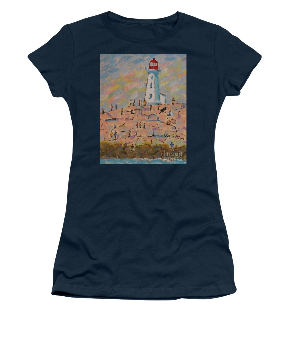 Pastels Women's T-Shirt featuring the pastel Black Rocks of Peggy's Cove by Rae Smith PAC