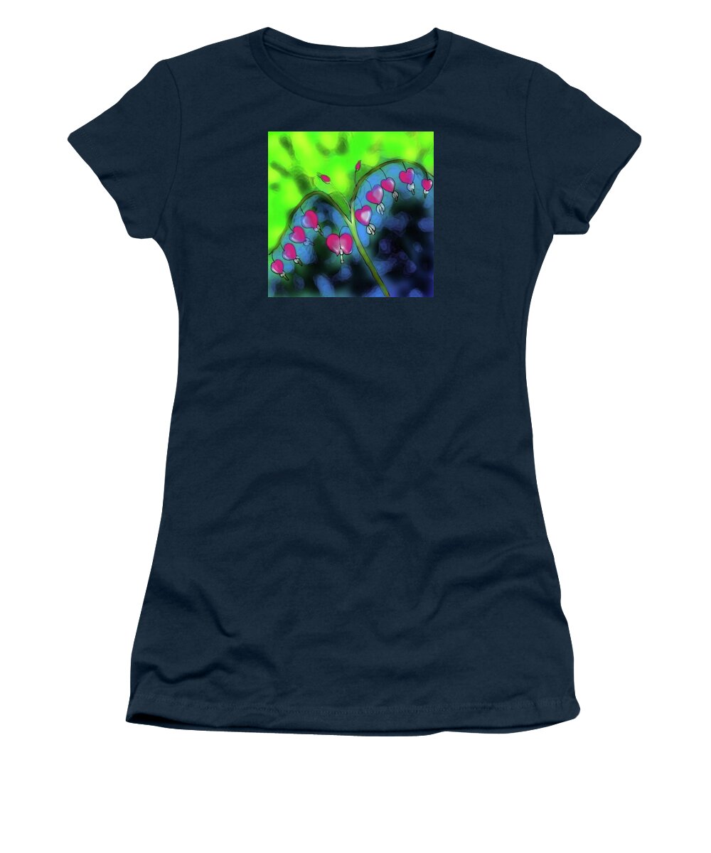 Flower Painting Women's T-Shirt featuring the digital art Bleeding hearts by Latha Gokuldas Panicker