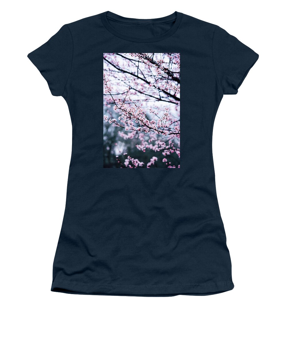 Cherry Blossom Women's T-Shirt featuring the photograph Blossoming Buds by Parker Cunningham