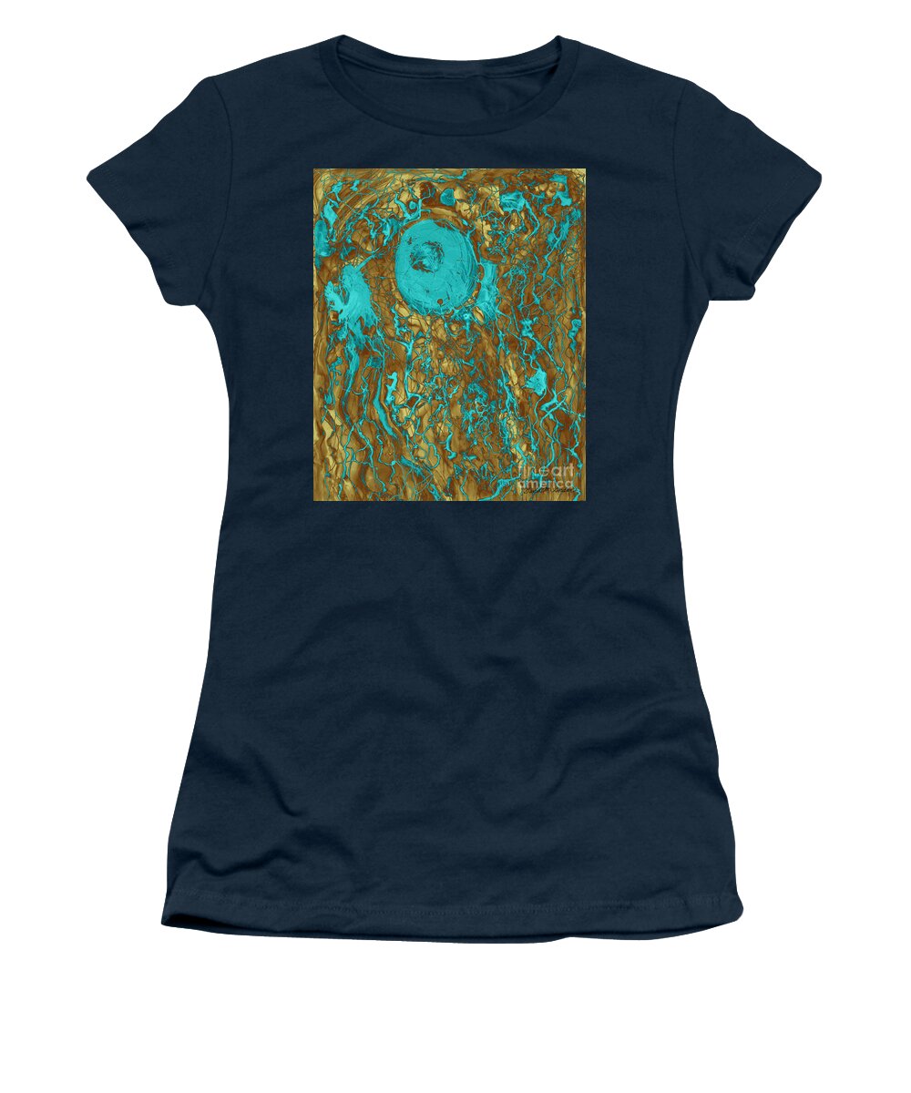 Mixed Women's T-Shirt featuring the photograph Blue and Gold Abstract by David Gordon